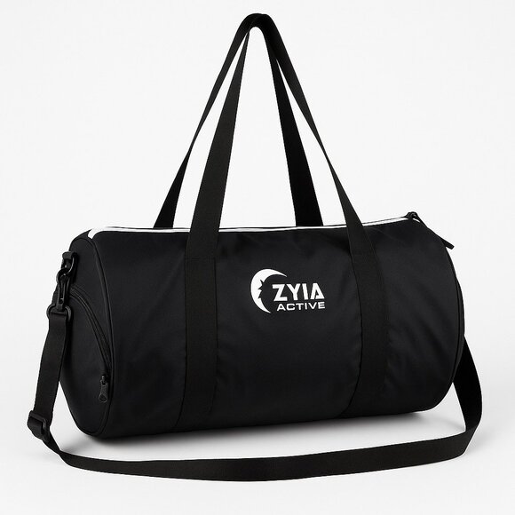 New Zyia Active Black Duffel Gym Bag With Adjustable Strap & Multiple Compartmen - Picture 1 of 11